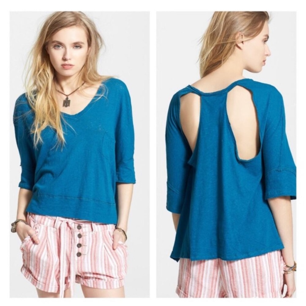 Free People Crescent Moon Linen Top